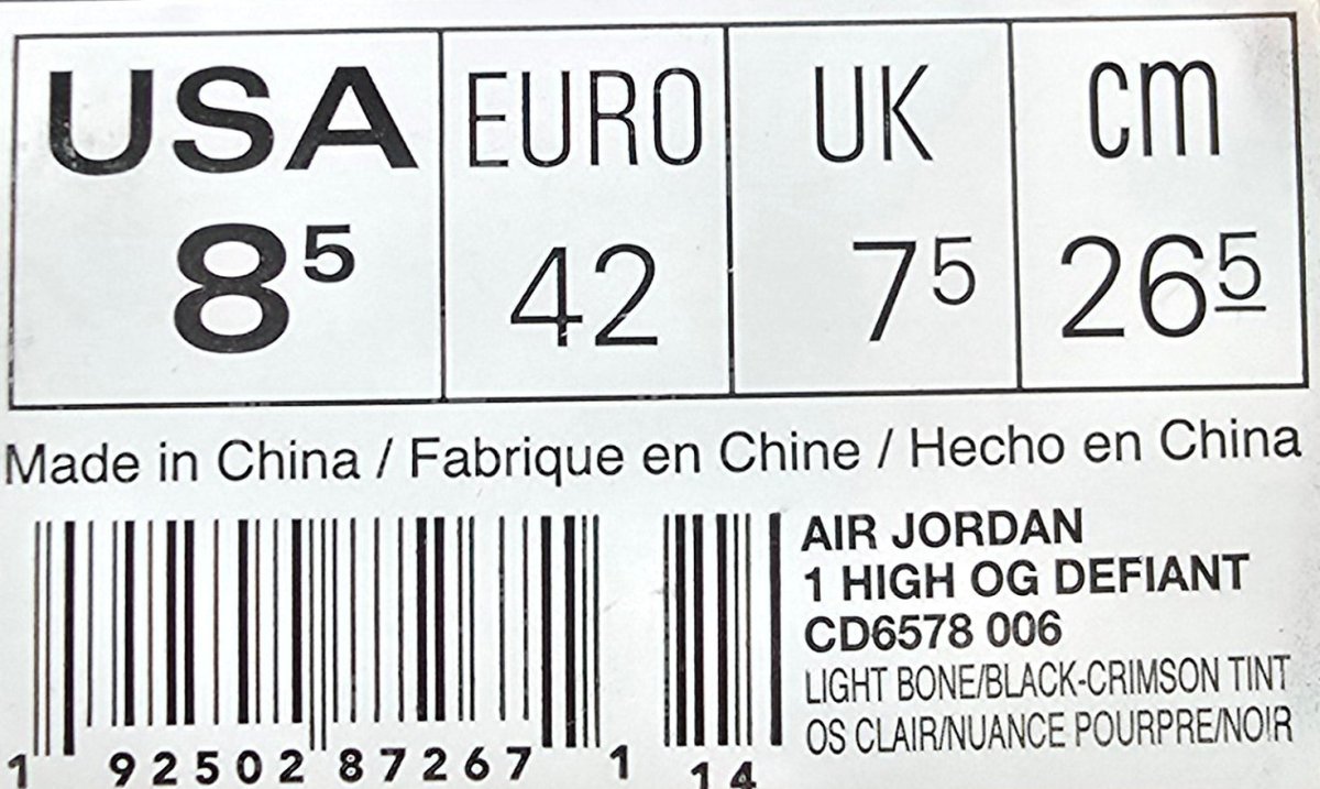 NIKE Unisex - Air Jordan 1 High OG Defiant - Size US 8.5 Mens - Mega Cash Sydney
