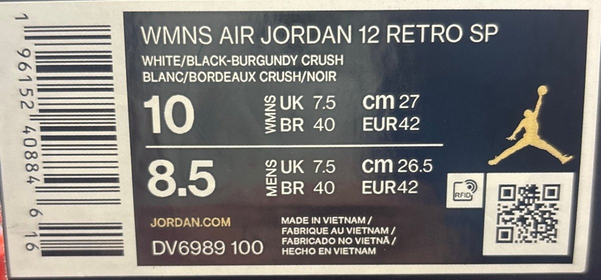NIKE - WMNS Air Jordan 12 Retro SP - Size 10 US Men’s - Mega Cash Sydney