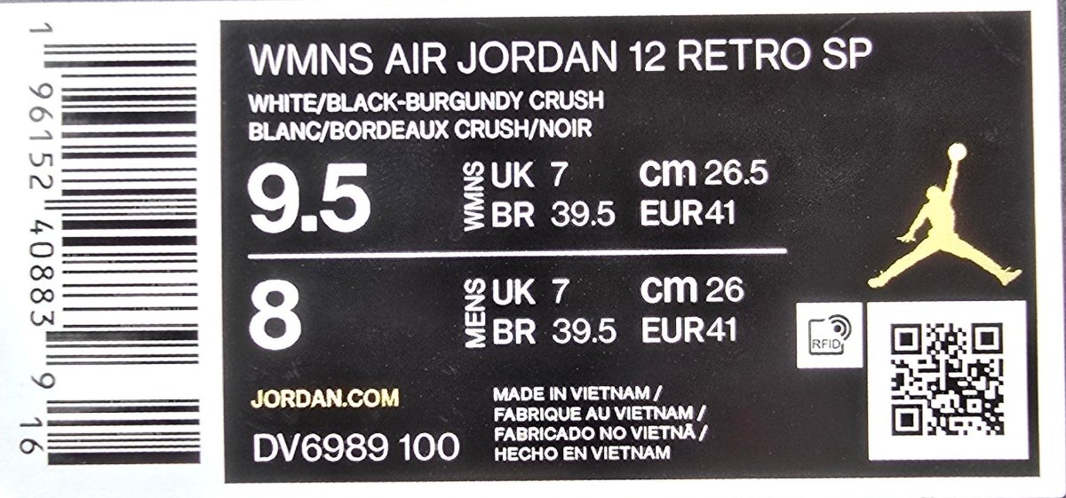 NIKE Womens - Air Jordan 12 Retro SP - Size US 9.5 Womens / US 8 Mens - Mega Cash Sydney