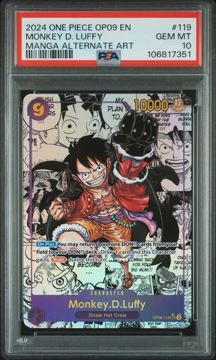 One Piece - PSA 10 Monkey. D. Luffy OP09-119 Manga - Mega Cash Sydney
