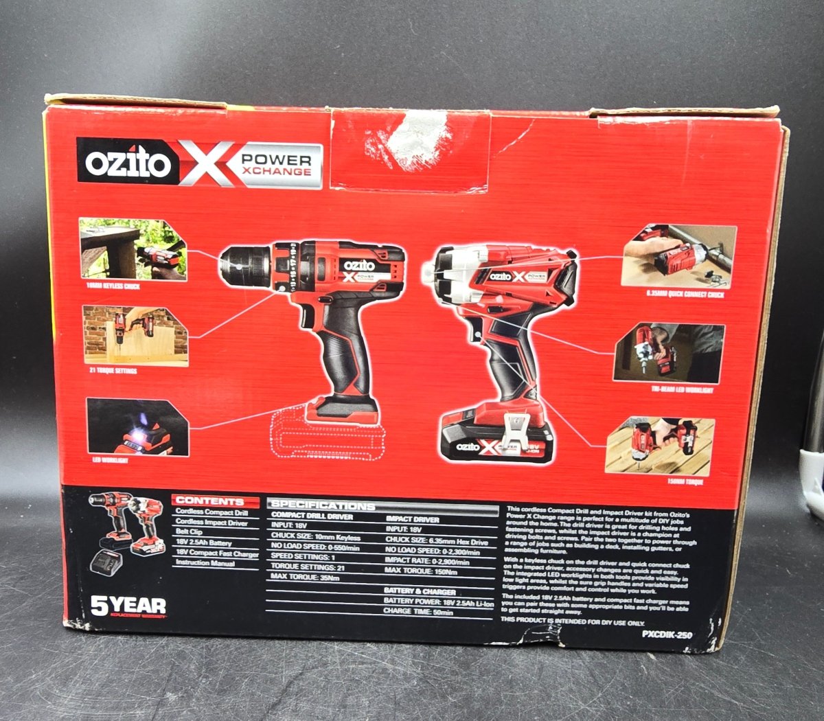 OZITO - Drill & Impact Driver Kit - PXCDIK-250 - Mega Cash Sydney