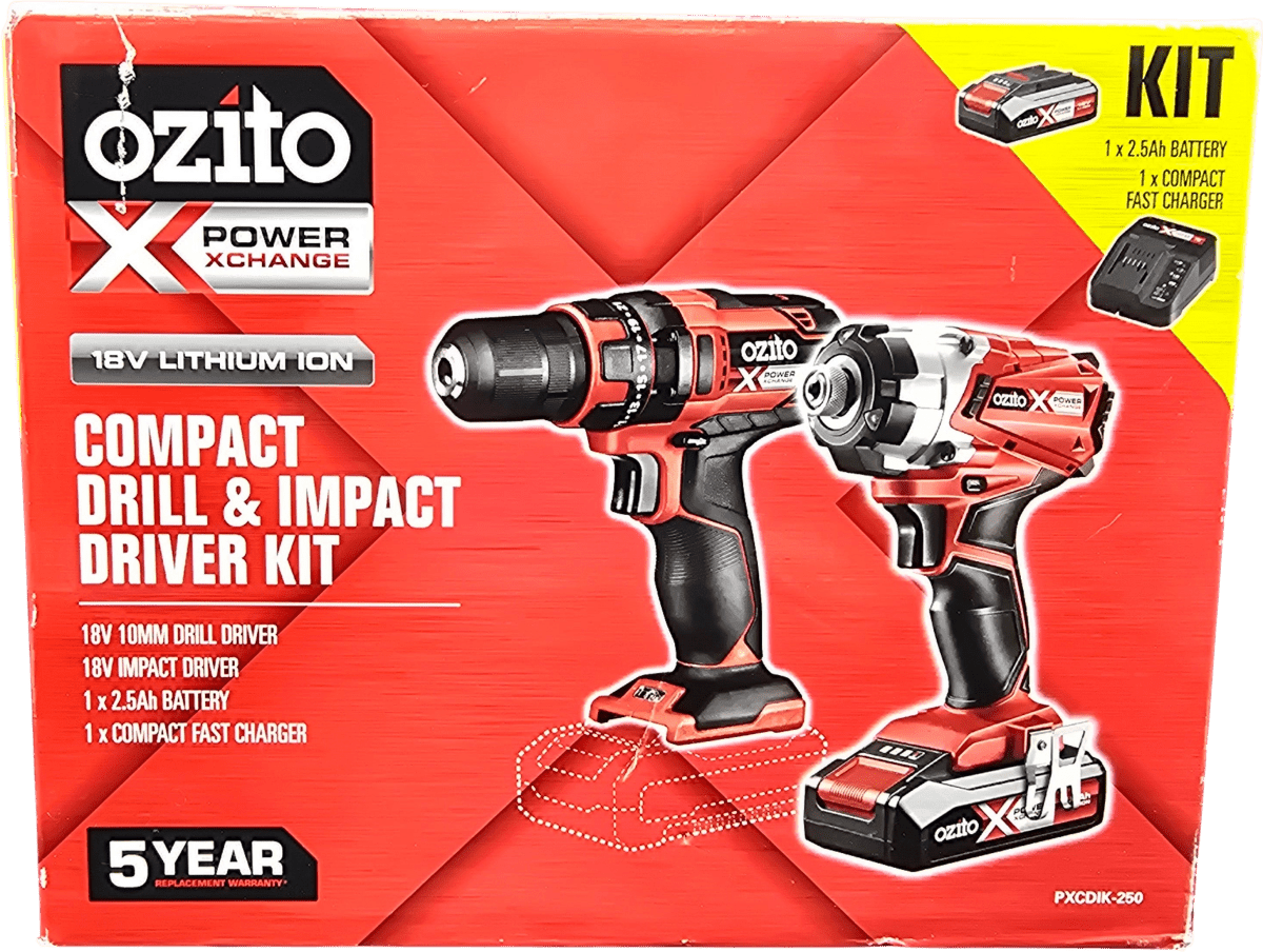 OZITO - Drill & Impact Driver Kit - PXCDIK-250 - Mega Cash Sydney