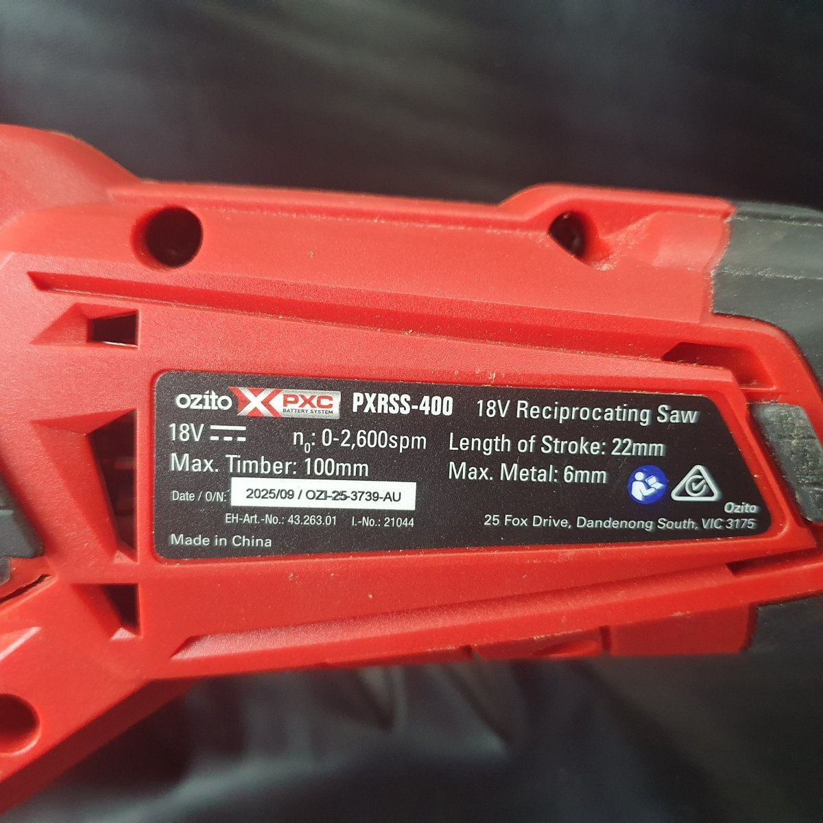 Ozito - PXC 18V Cordless Reciprocating Saw - PXRSS-400 + Battery & Charger - Mega Cash Sydney