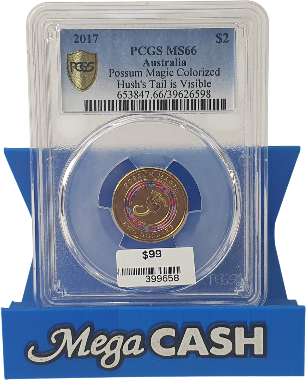 2017 - $2 Possum Magic Colorized Hush's Tail is Visible - PCGS MS66