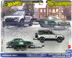 Hot Wheels Premium -  1:64 Car Culture Team Transport - Jaguar MK1 2023 Land Rover Defender 110