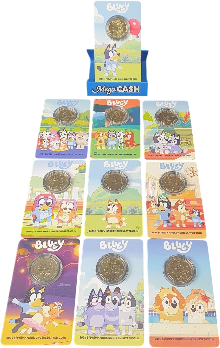2024 Bluey 10 x $1 Privy Mark Uncirculated Coins - Mega Cash Sydney