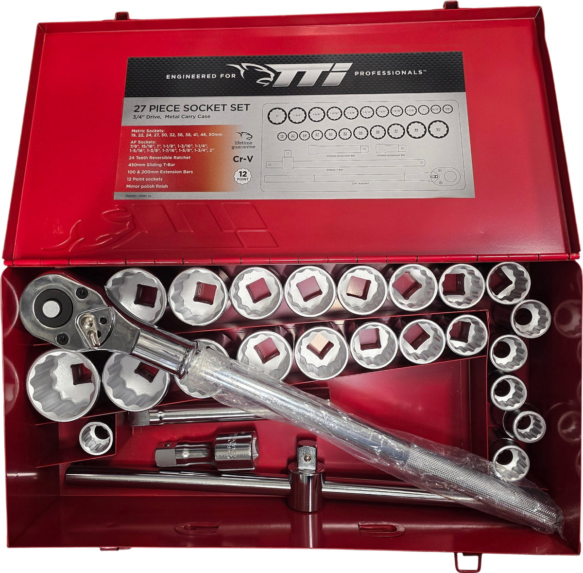 TTI 3/4" Met/Af 27 Piece Socket Set - T34VS271