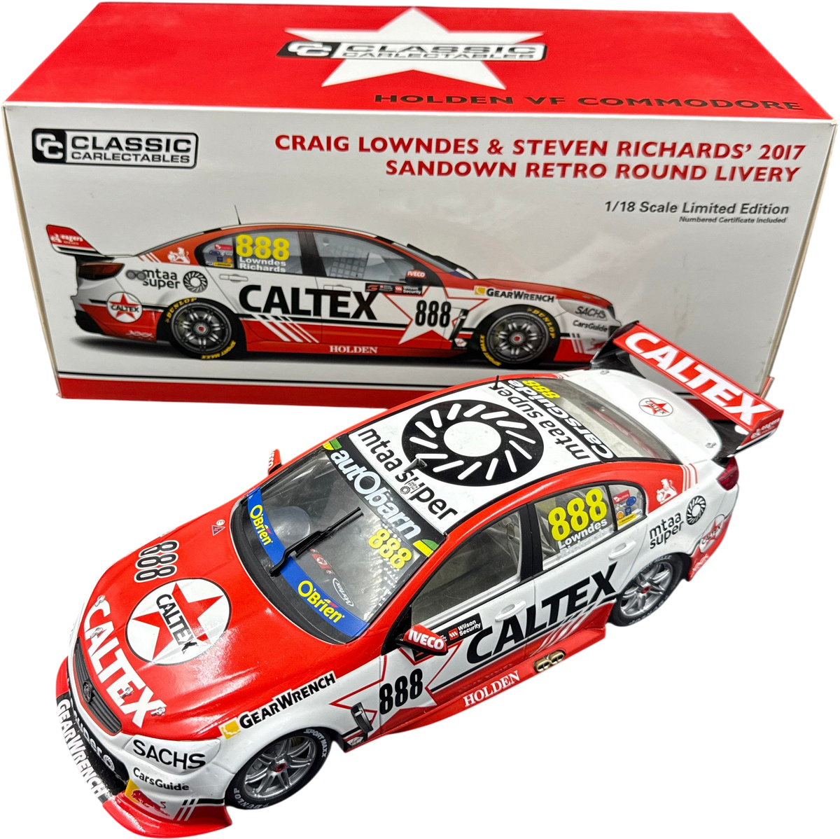 ClassicCarlectables - 1:18 2017 Craig Lowndes & Steven Richard’s - Sandown Retro Round Livery - Holden VF Commodore