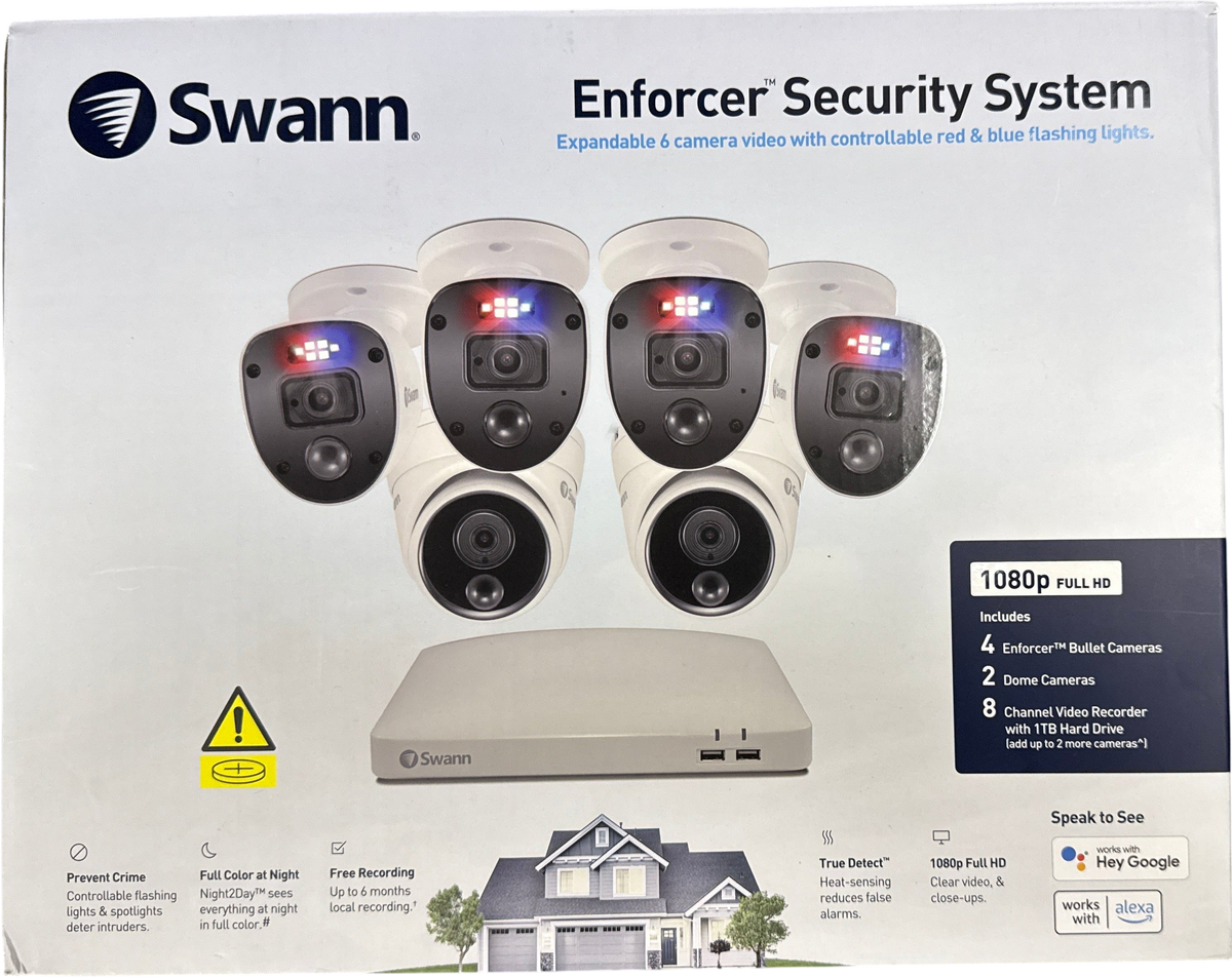 SWANN - Enforcer 8 Channel 1080p FHD DVR Security with 4 Bullet Camera and 2 Dome Camera