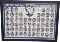 Canterbury BULLDOGS - FRAMED MEMORABILIA - 75 YEARS Internationals - 1935 to 2010