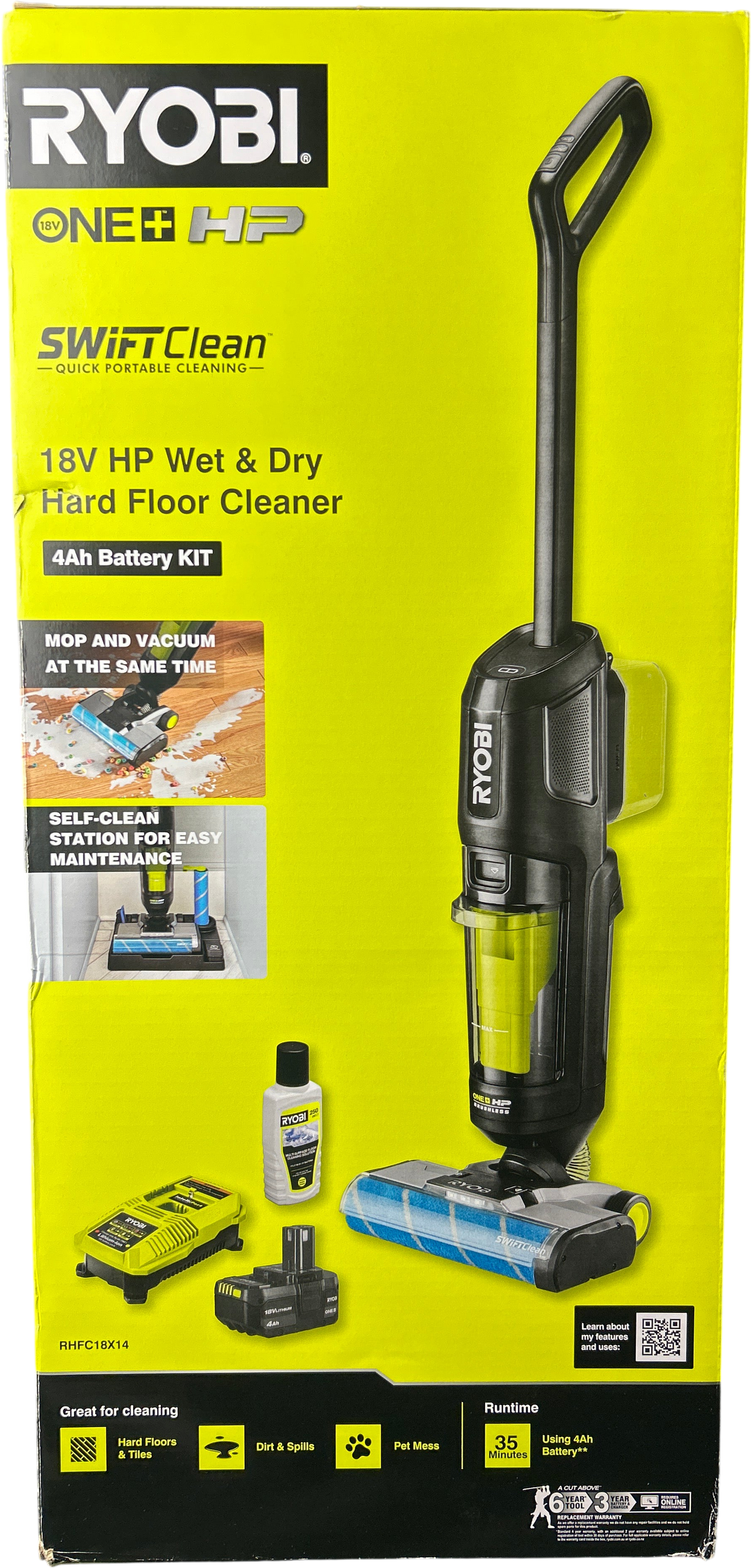 Ryobi 18V HP Wet & Dry  Hard Floor Cleaner 4.0Ah Battery Kit