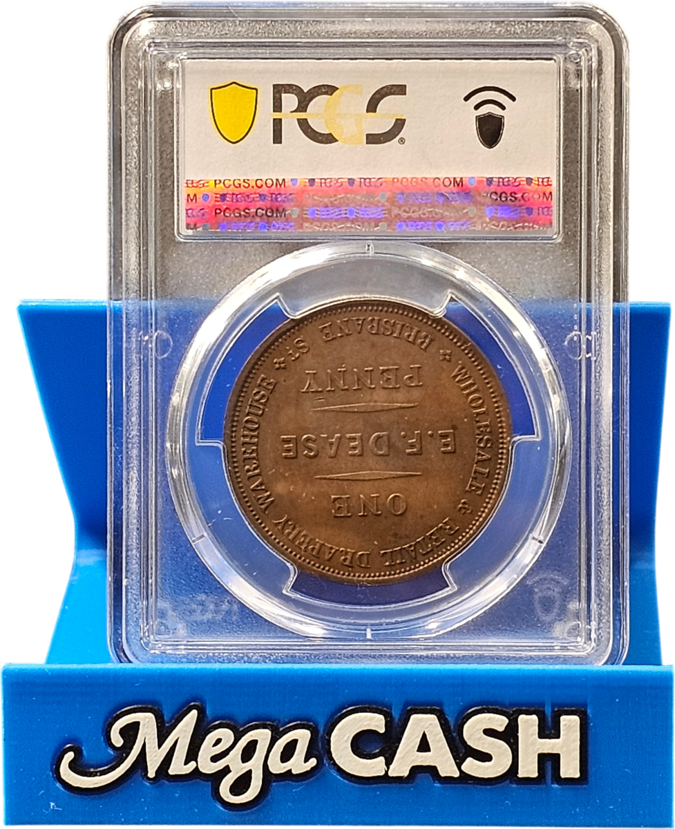 PCGS MS63BN 1865 - 1 Penny - E.F. Dease Launceston; Tasmania - Mega Cash Sydney