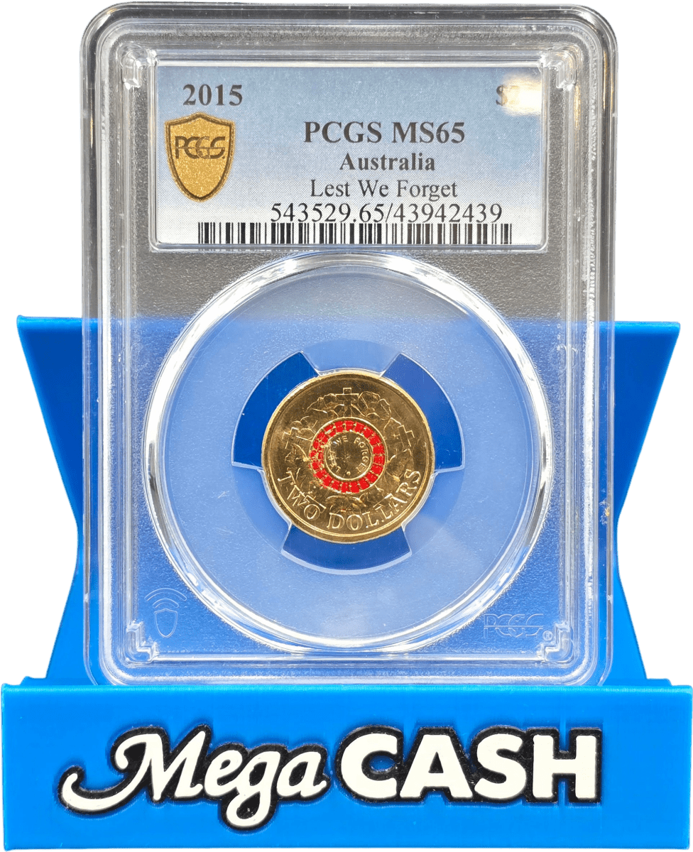 PCGS MS65 - 2015 Lest We Forget $2 Coin - Mega Cash Sydney