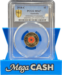 PCGS MS67 - Armistice Centenary $2 Coin - Mega Cash Sydney
