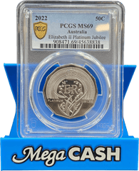 PCGS MS69 - 2022 Elizabeth II Platinum Jubilee 50c - Mega Cash Sydney