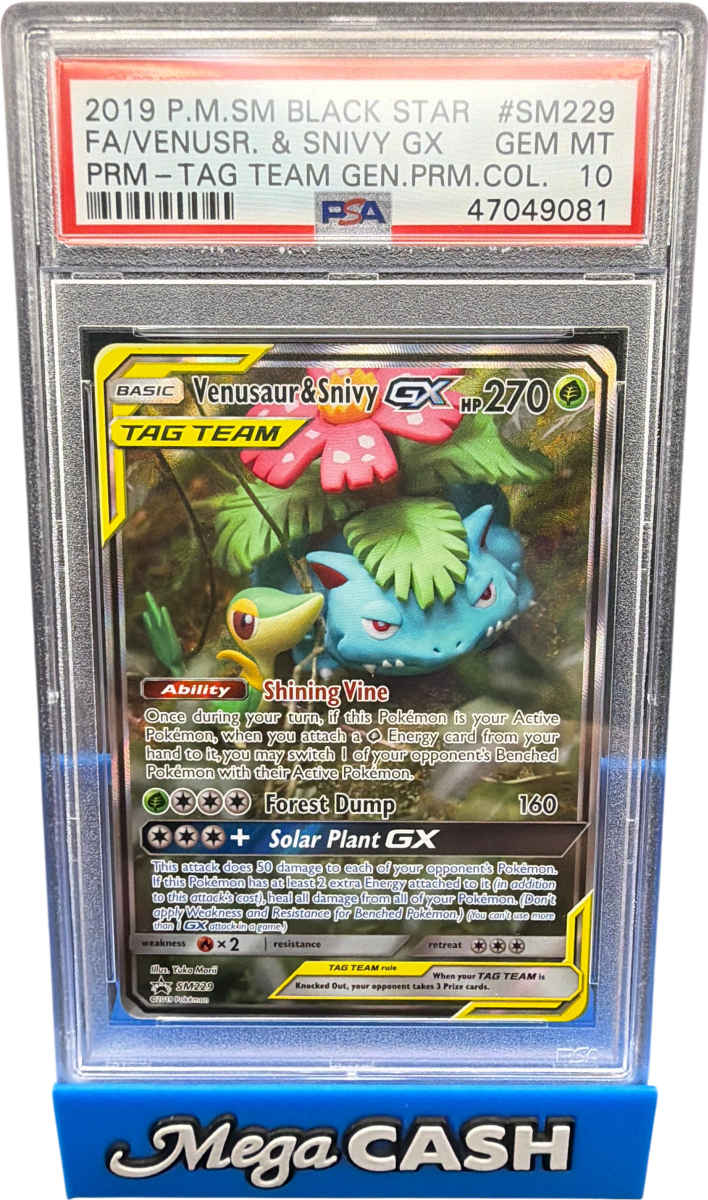 Pokemon 2019 Venusaur & Snivy tag team PSA 10 - Mega Cash Sydney