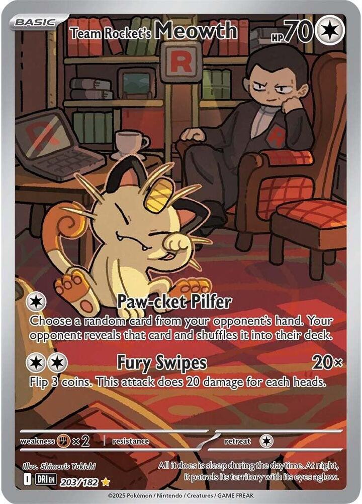 Pokémon 203/182 Team Rocket's Meowth (Illustration Rare), Destined Rivals - Mega Cash Sydney