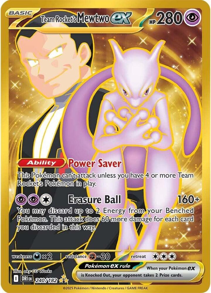 Pokémon 240/182 Team Rocket's Mewtwo ex (Hyper Rare), Destined Rivals - Mega Cash Sydney