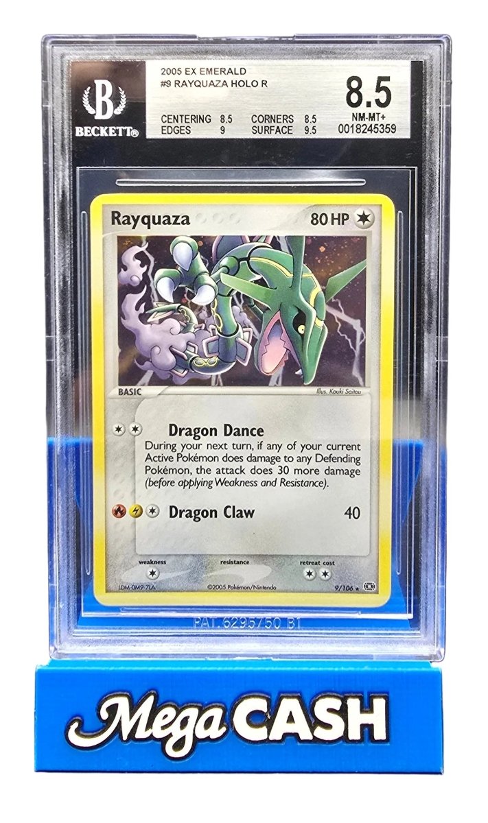 Pokémon - Beckett 8.5 - Rayquaza Holo 9/106 - Ex Emerald - Mega Cash Sydney