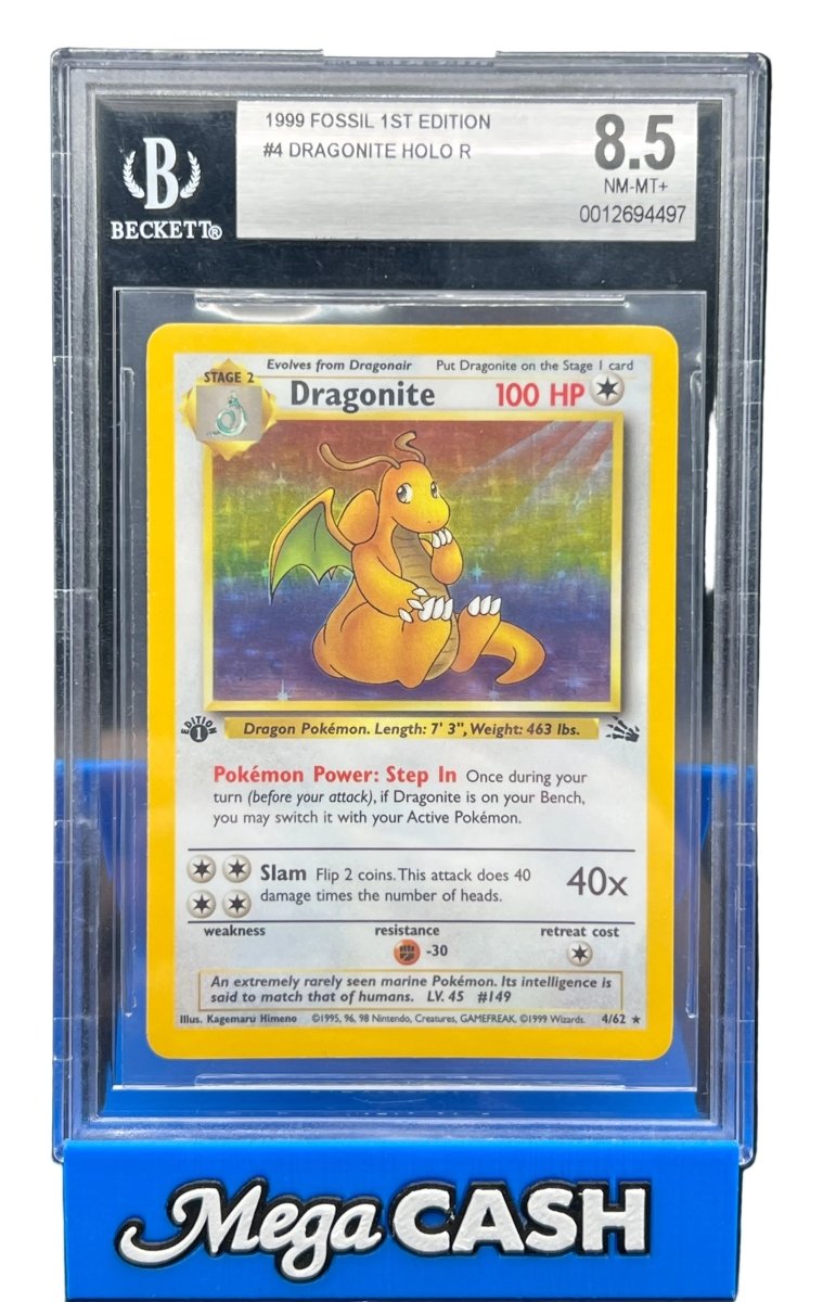 Pokémon BGS 8.5 1ST Edition Dragonite Holo Fossil 4/62 - Mega Cash Sydney
