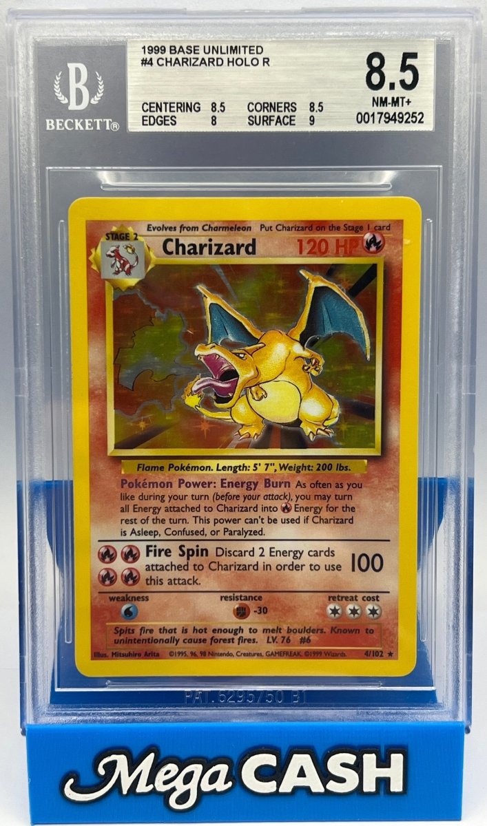 Pokémon - BGS 8.5 Charizard Holo 4/102 Base Set Unlimited - Mega Cash Sydney