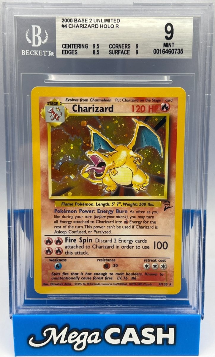 Pokémon - BGS 9 Charizard Holo 4/130 Base Set 2 - Mega Cash Sydney
