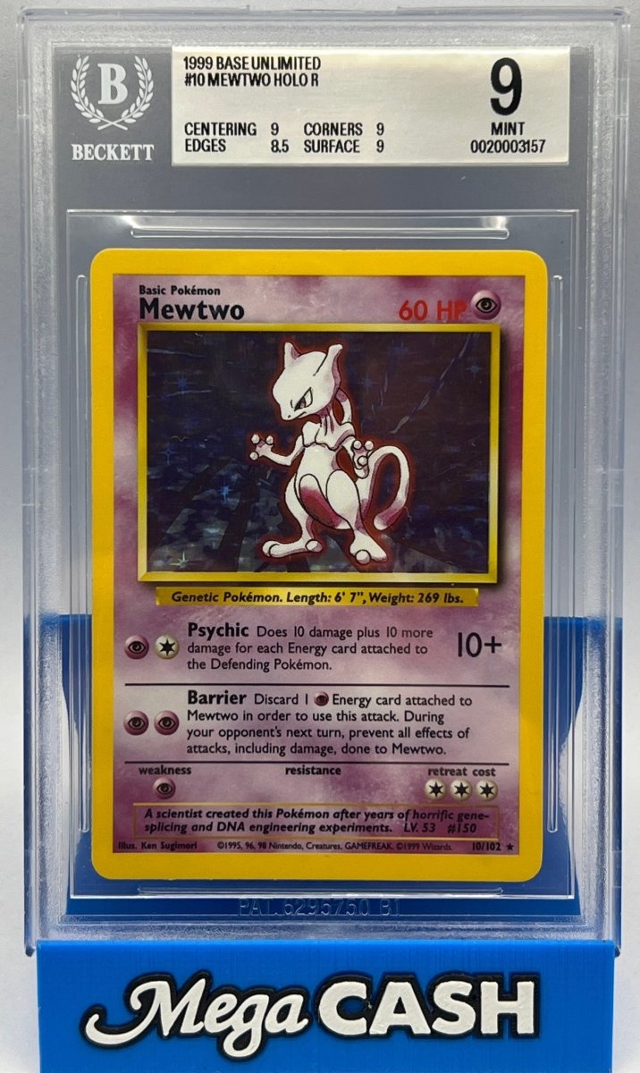 Pokémon - BGS 9 Mewtwo Holo 10/102 Base Set Unlimited - Mega Cash Sydney