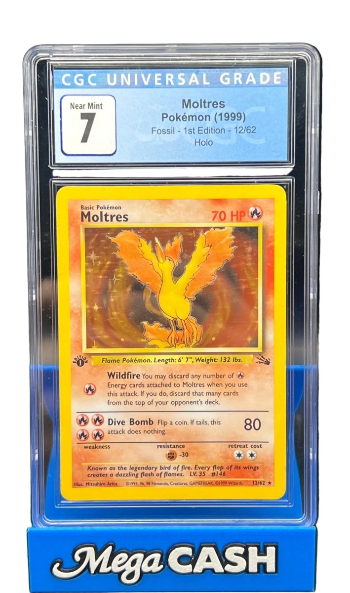 Pokémon - CGC 7 - 1ST Edition Moltres - 12/62 Fossil - Mega Cash Sydney