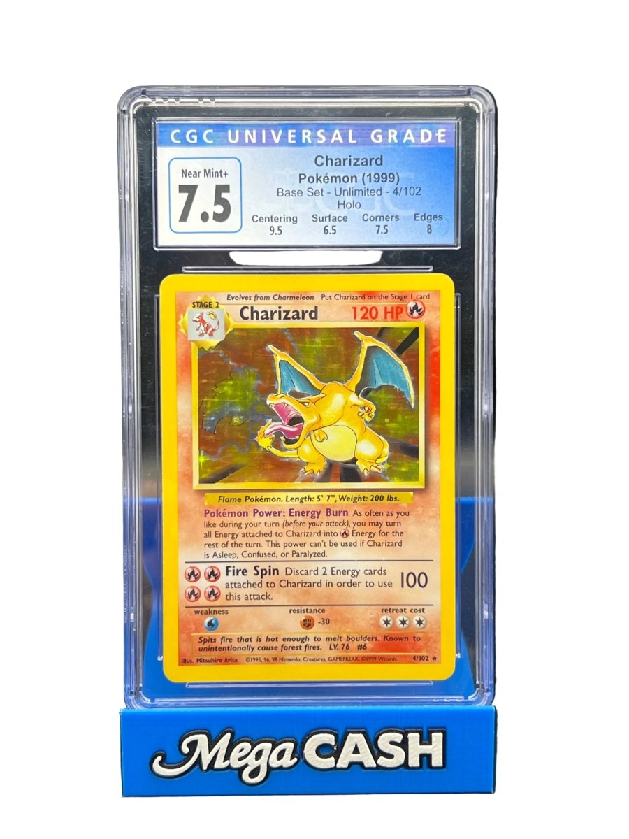 Pokémon - CGC 7.5 Charizard Holo 4/102 Base Set Unlimited - Mega Cash Sydney