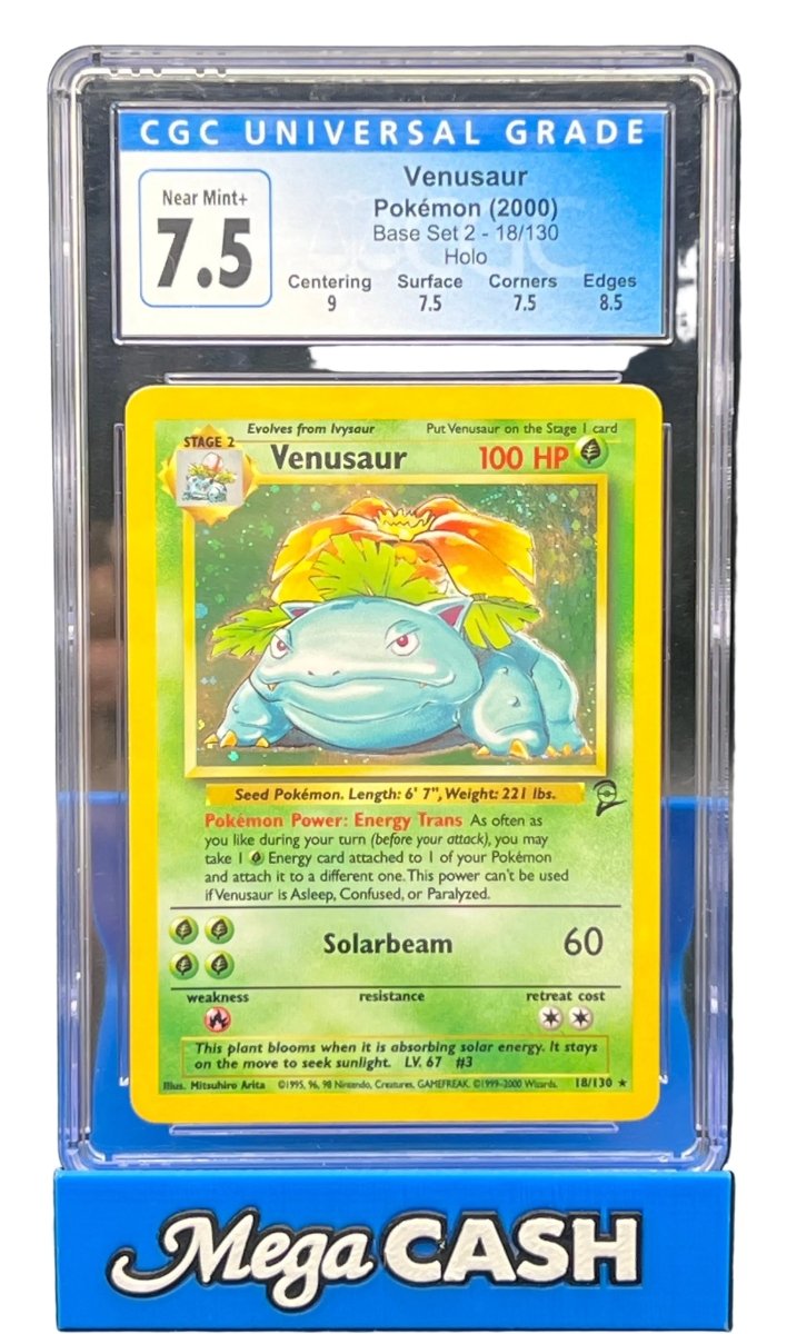 Pokémon - CGC 7.5 - Venusaur Holo - 18/130 - Base Set 2 - Mega Cash Sydney