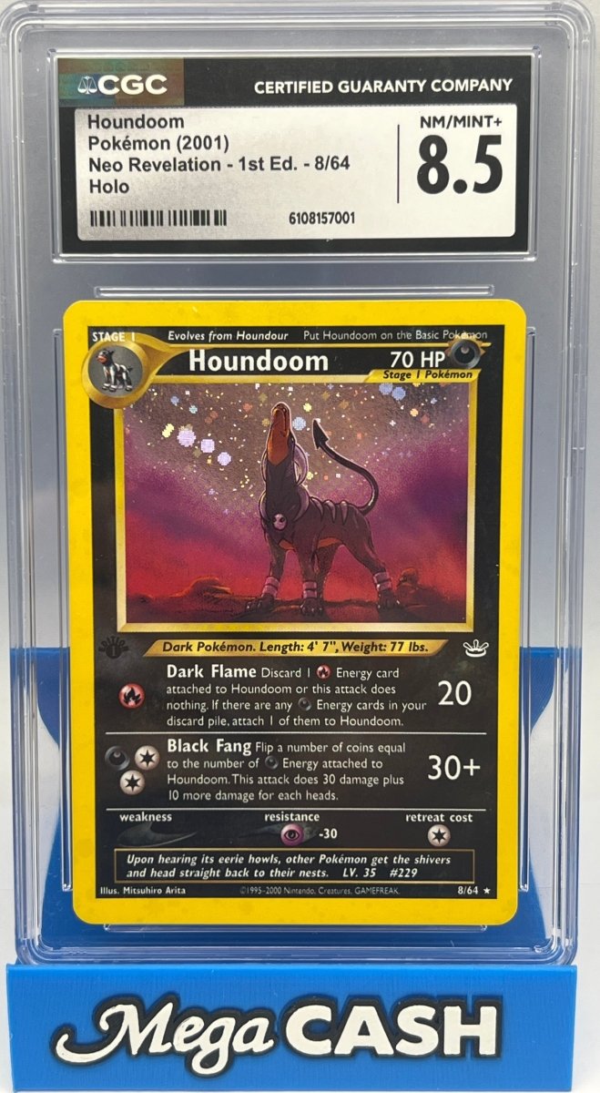 Pokémon - CGC 8.5 1ST Edition Houndoom 8/64 Neo Revelation - Mega Cash Sydney