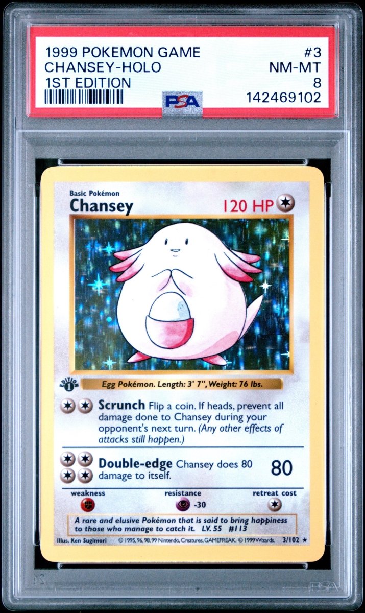 Pokémon - Chansey 3/102 1st edition base set PSA 8 - Mega Cash Sydney
