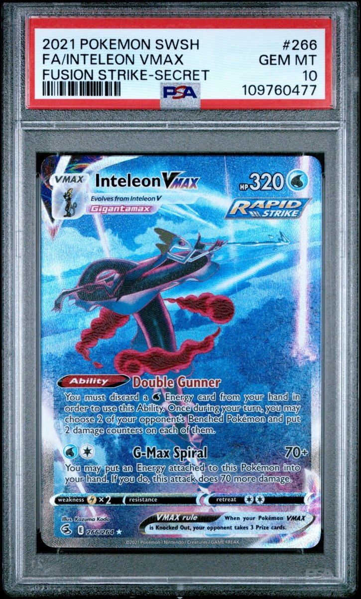 Pokémon - Inteleon VMAX - 262/264 PSA 10 - Fusion Strike SWSH - Mega Cash Sydney