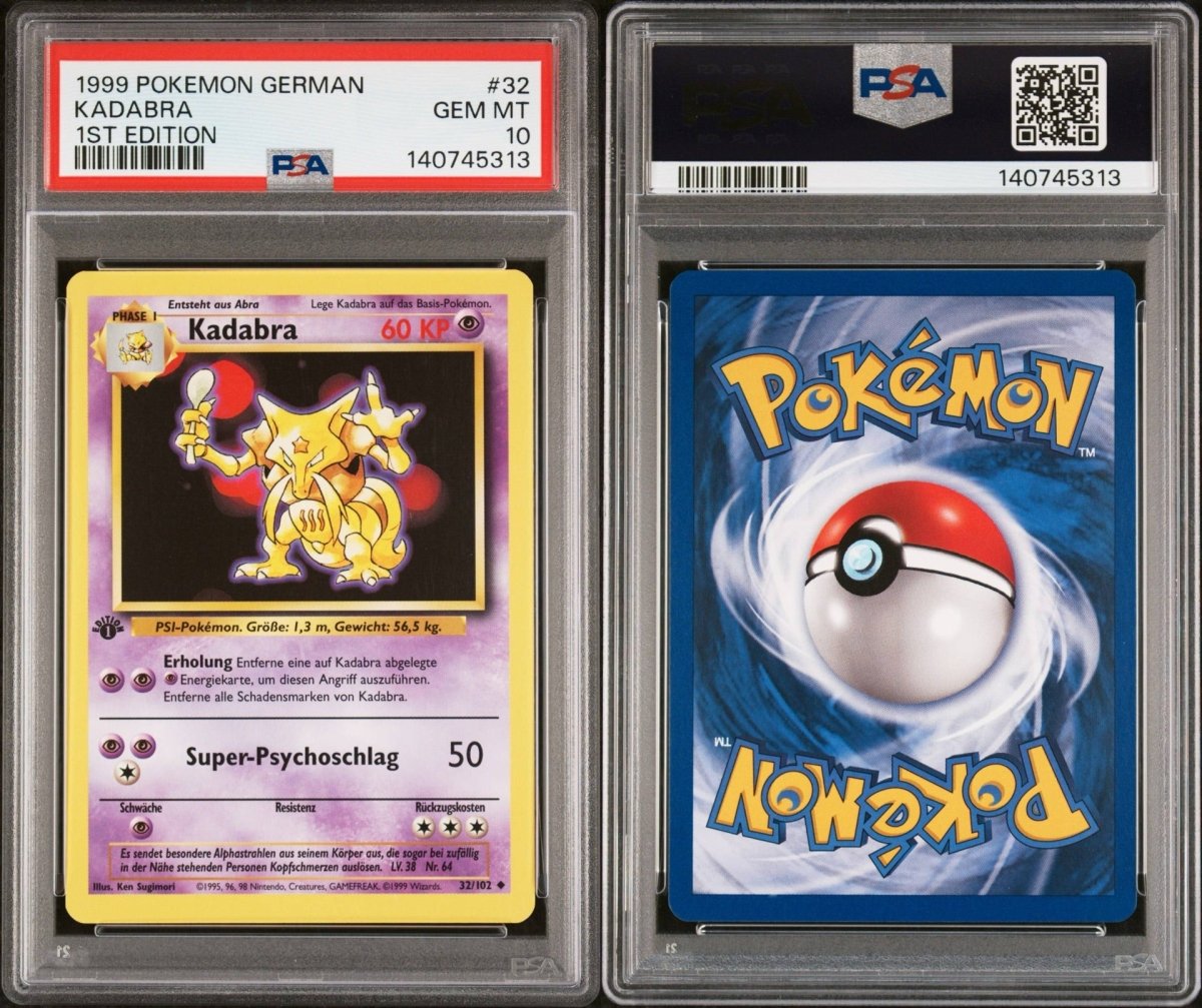 Pokemon - Kadabra - 32/102 PSA 10 Base Set 1st Edition (GERMAN) - Mega Cash Sydney