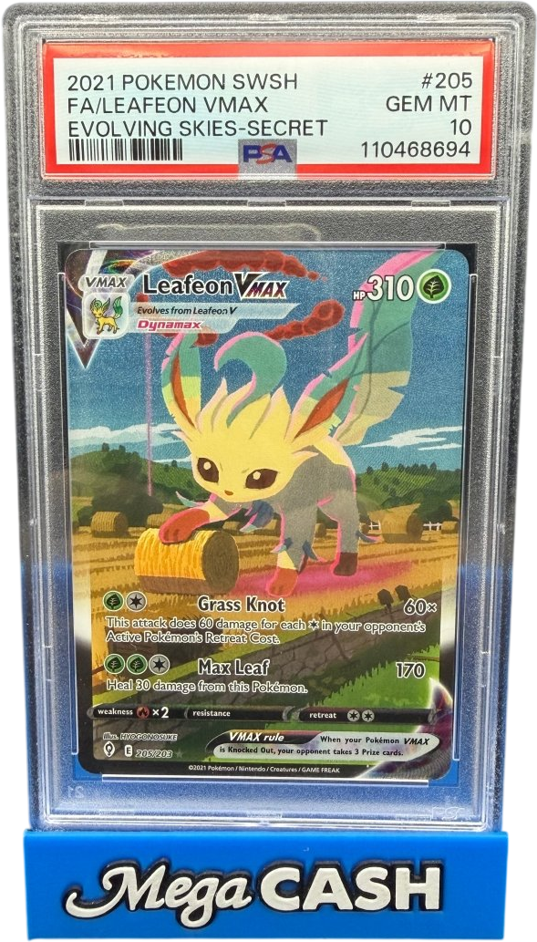 Pokémon - Leafeon Vmax 205/203 PSA 10 - Mega Cash Sydney