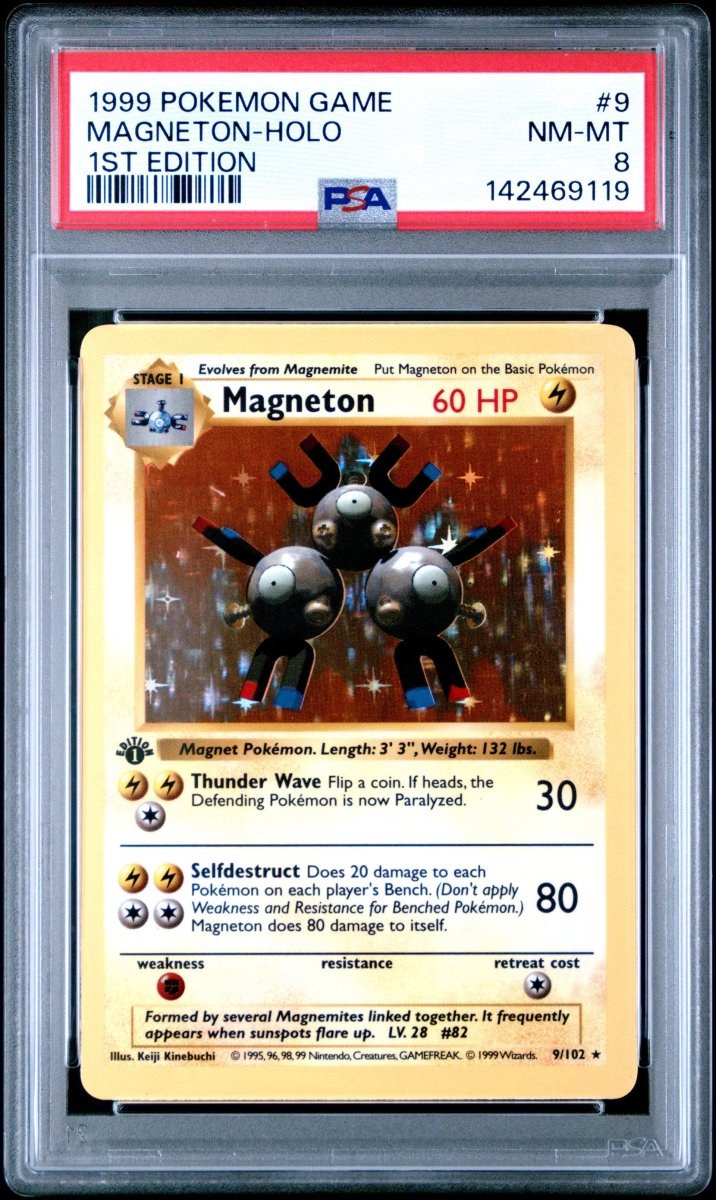 Pokémon - Magneton 9/102 1st edition base set PSA 8 - Mega Cash Sydney