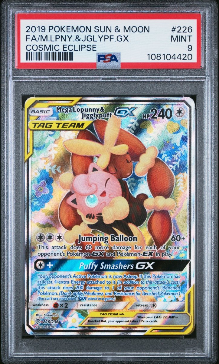 Pokémon - Mega Lopunny & Jigglypuff - Cosmic Eclipse - 226/236 - PSA 9 - Mega Cash Sydney