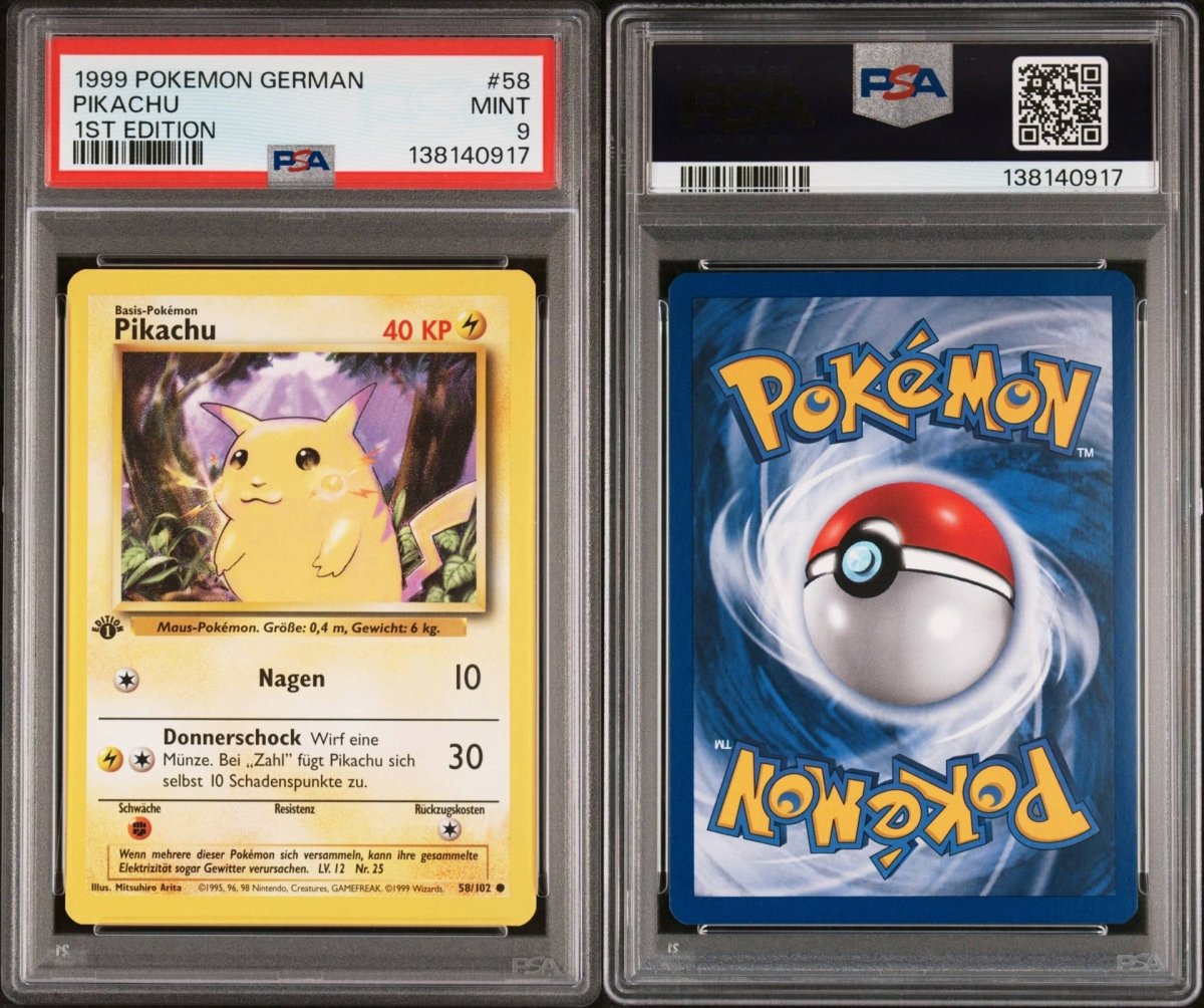 Pokemon - Pikachu - 58/102 PSA 9 Base Set 1st Edition (GERMAN) - Mega Cash Sydney