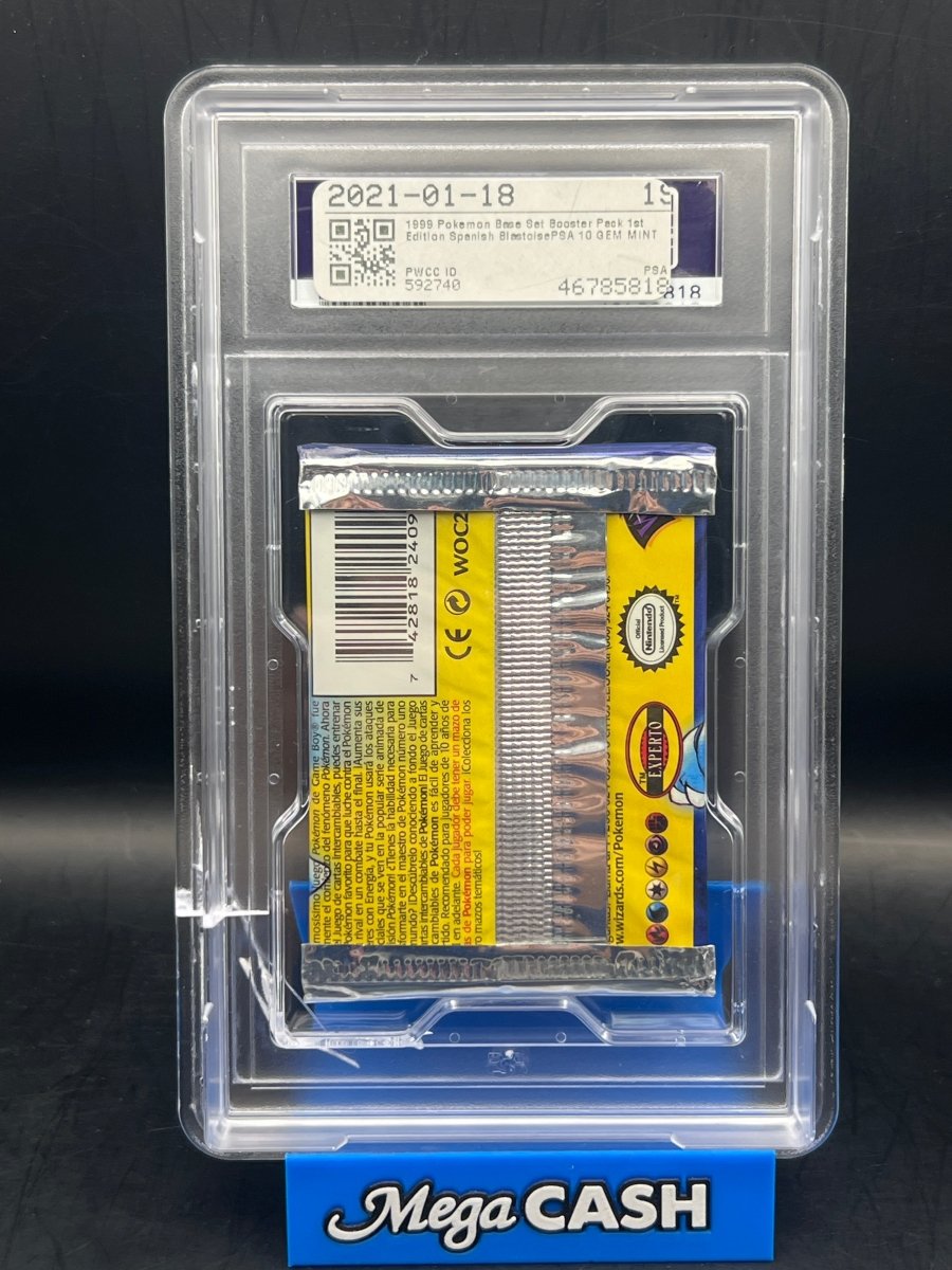 POKÉMON - PSA 10 1ST Edition Base Set Blastoise Pack (SPANISH) Cracked Slab - Mega Cash Sydney