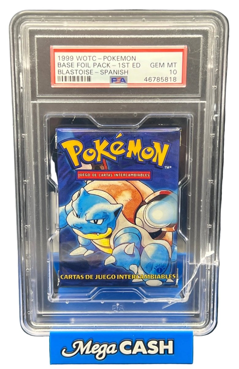 POKÉMON - PSA 10 1ST Edition Base Set Blastoise Pack (SPANISH) Cracked Slab - Mega Cash Sydney