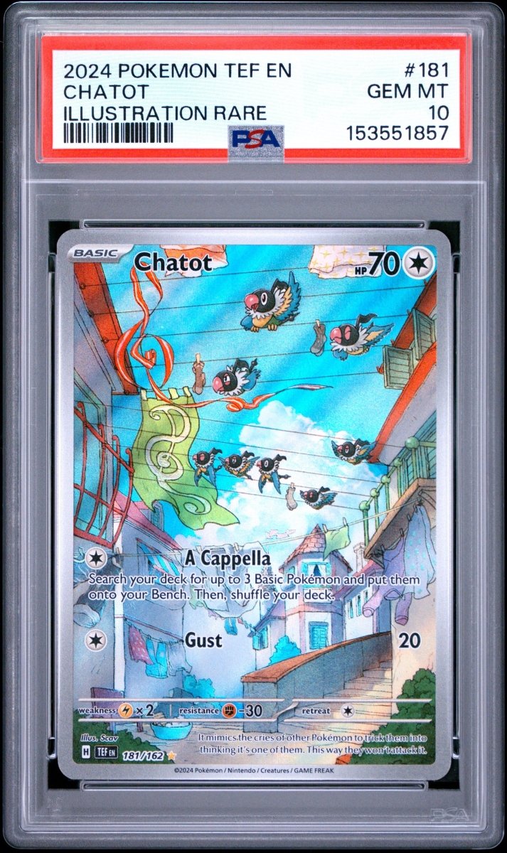 Pokémon - PSA 10 Chatot 181/162 Temporal Forces - Mega Cash Sydney