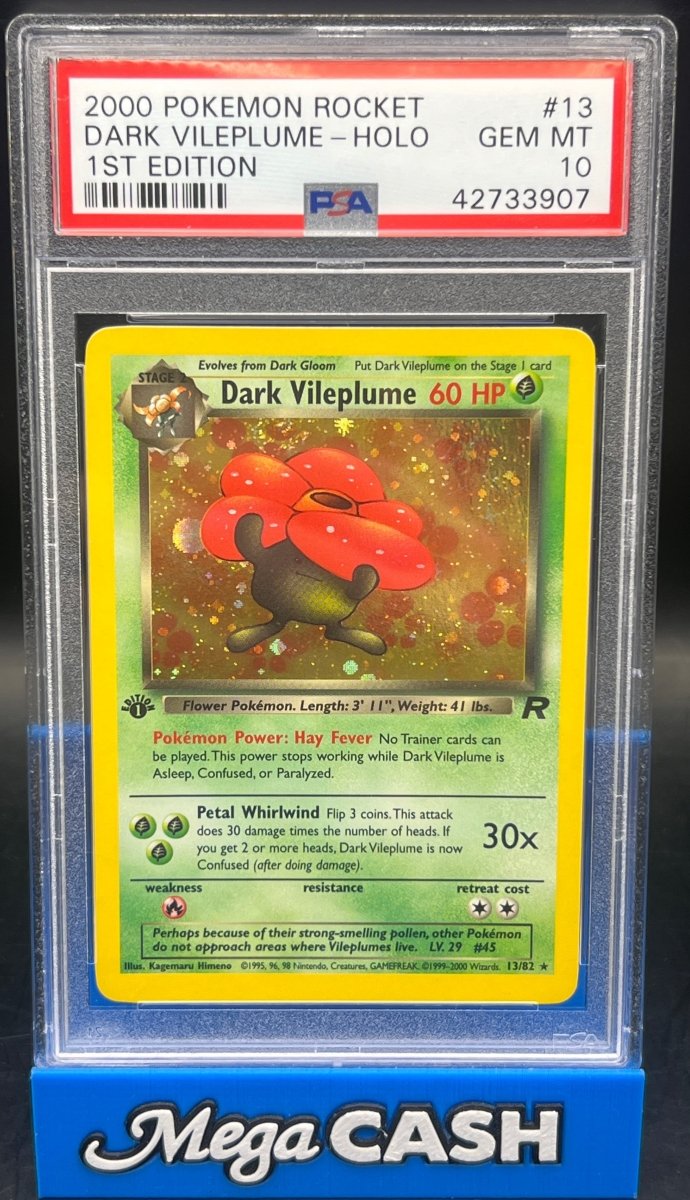 Pokémon - PSA 10 Dark Vileplume Holo 13/82 1ST Edition Rocket - Mega Cash Sydney