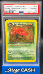 Pokémon - PSA 10 Dark Vileplume Holo 13/82 1ST Edition Rocket - Mega Cash Sydney