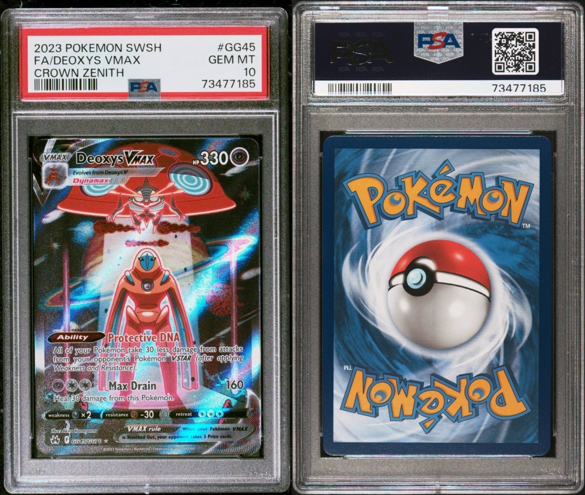 Pokémon - PSA 10 - Deoxys Vmax - GG45/GG70 - Crown Zenith - Mega Cash Sydney