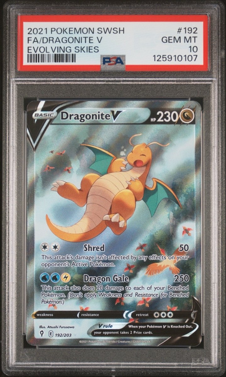 Pokémon - PSA 10 Dragonite V 192/203 Evolving Skies - Mega Cash Sydney