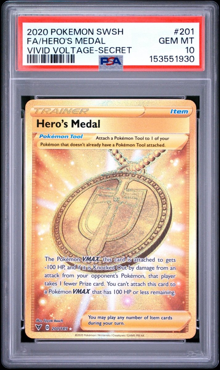 Pokémon - PSA 10 Hero’s Medal 201/185 Vivid Voltage - Mega Cash Sydney