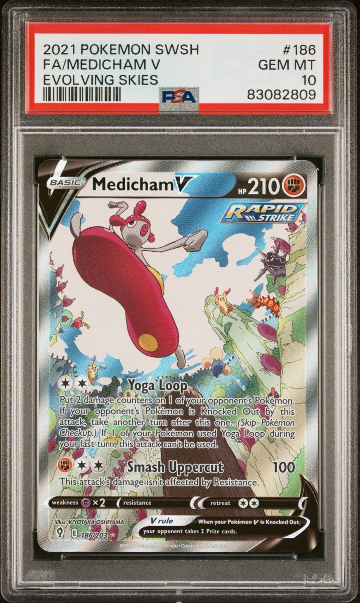 Pokémon - PSA 10 Medicham V 186/203 Evolving Skies - Mega Cash Sydney