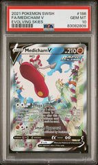 Pokémon - PSA 10 Medicham V 186/203 Evolving Skies - Mega Cash Sydney
