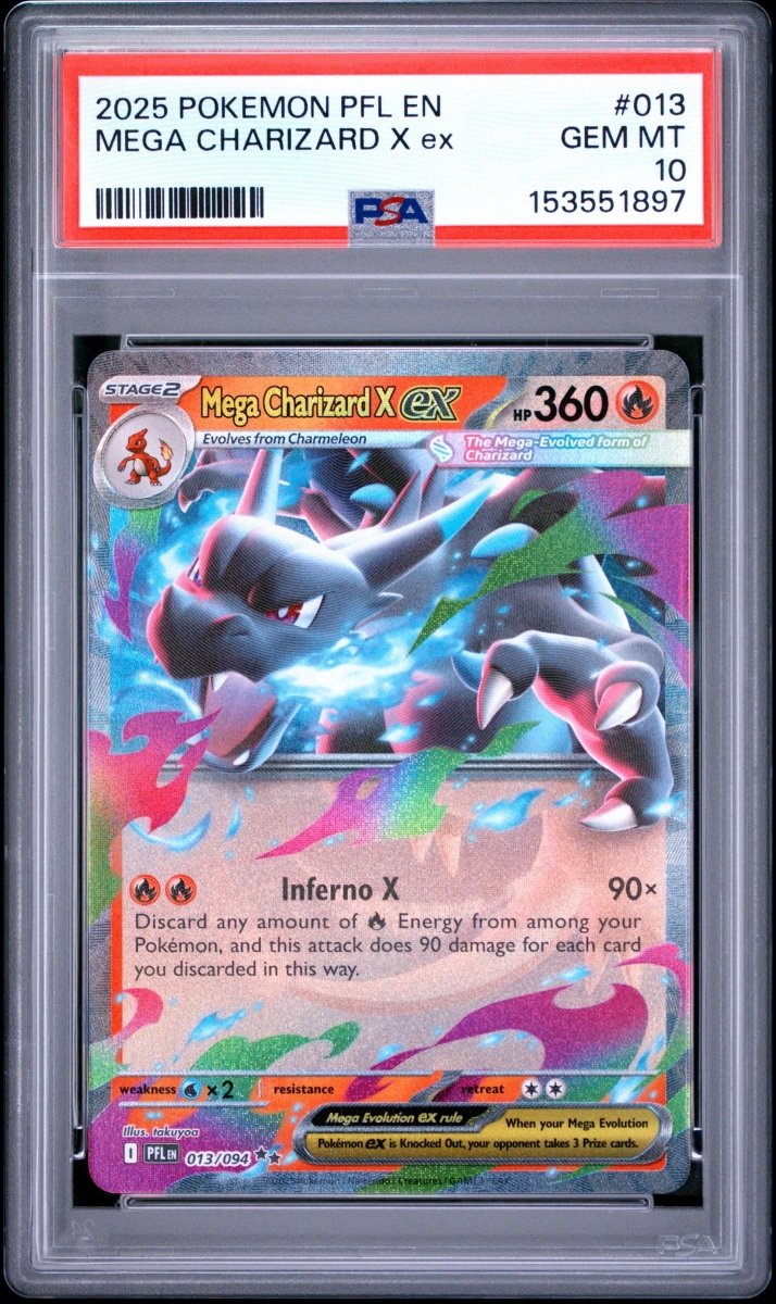 Pokémon - PSA 10 Mega Charizard X Ex 013/094 Phatasmal Flames - Mega Cash Sydney