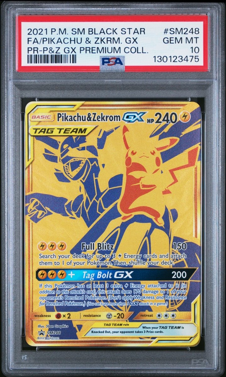 Pokémon - PSA 10 Pikachu & Zekrom Gx SM248 Black Star Promo - Mega Cash Sydney